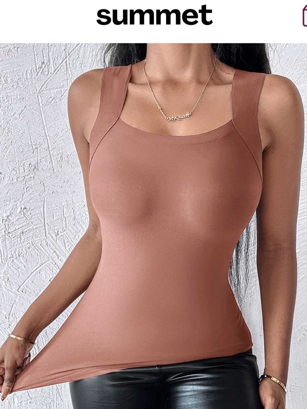 Two Summet Women's Sculpting Tank Top - Mauve Brown and Light Beige.
